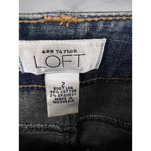 Ann Taylor Loft Vintage Blue Denim Beaded Bootcut Jeans 2 Stretch 5 Pockets - Picture 5 of 6